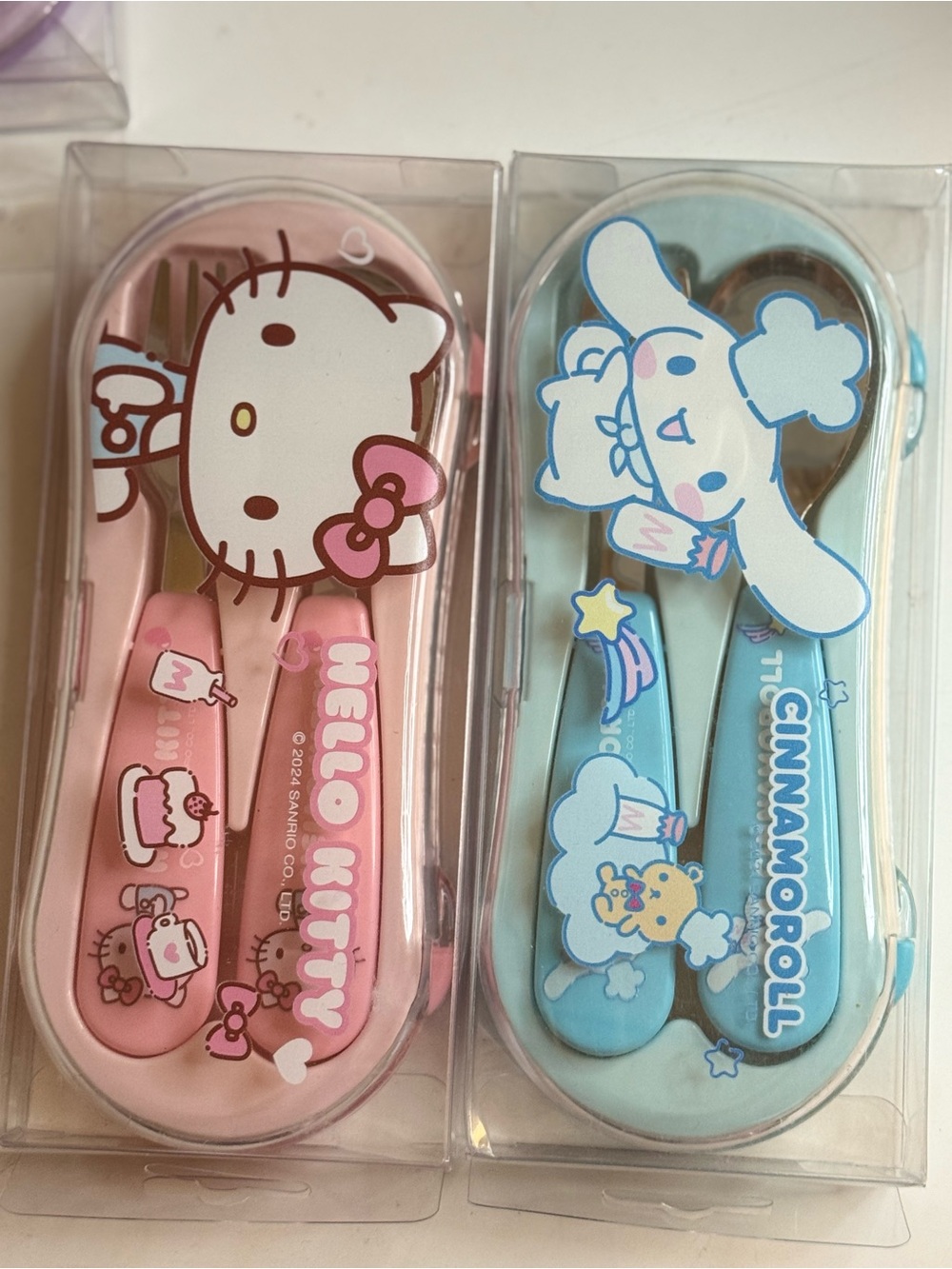 Hello Kitty Pink and Cinnamoroll Blue Kids Utensil Sets
